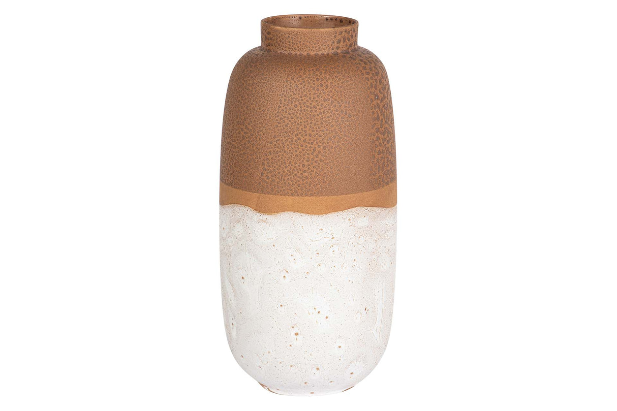 FLORERO CERAMICA MARRON BLANCO 24x24x50 CM