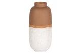 FLORERO CERAMICA MARRON BLANCO 24x24x50 CM