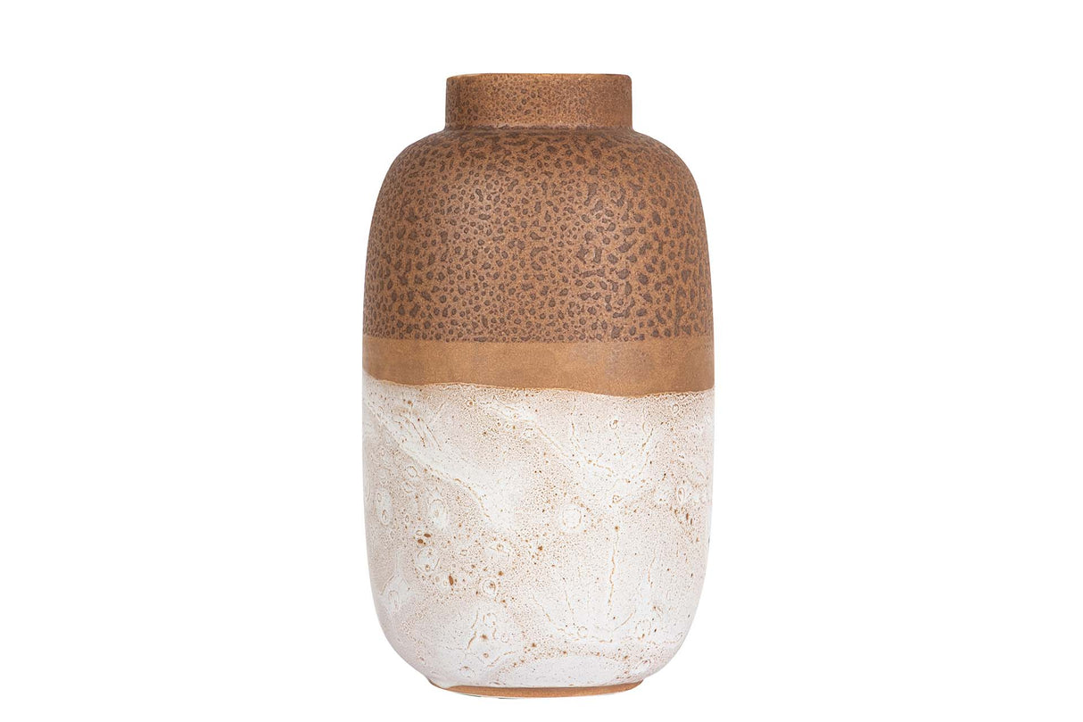 FLORERO CERAMICA MARRON BLANCO 20x20x34 CM