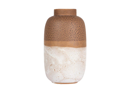 FLORERO CERAMICA MARRON BLANCO 20x20x34 CM