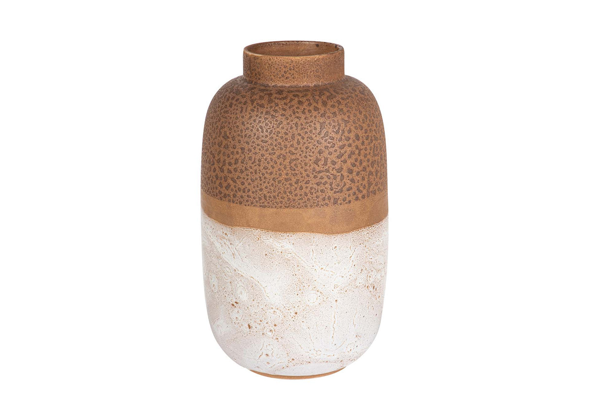 FLORERO CERAMICA MARRON BLANCO 20x20x34 CM