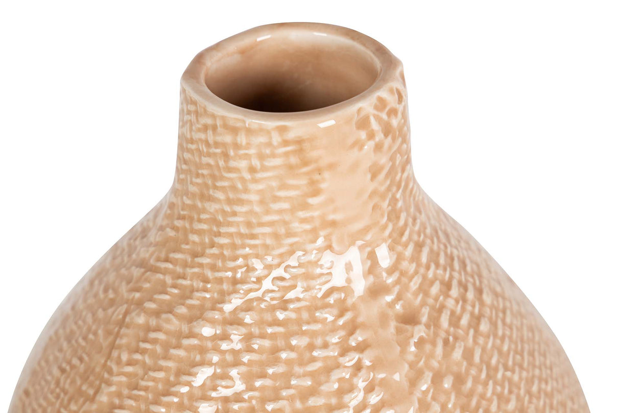 FLORERO CERAMICA BEIGE 18x18x31 CM