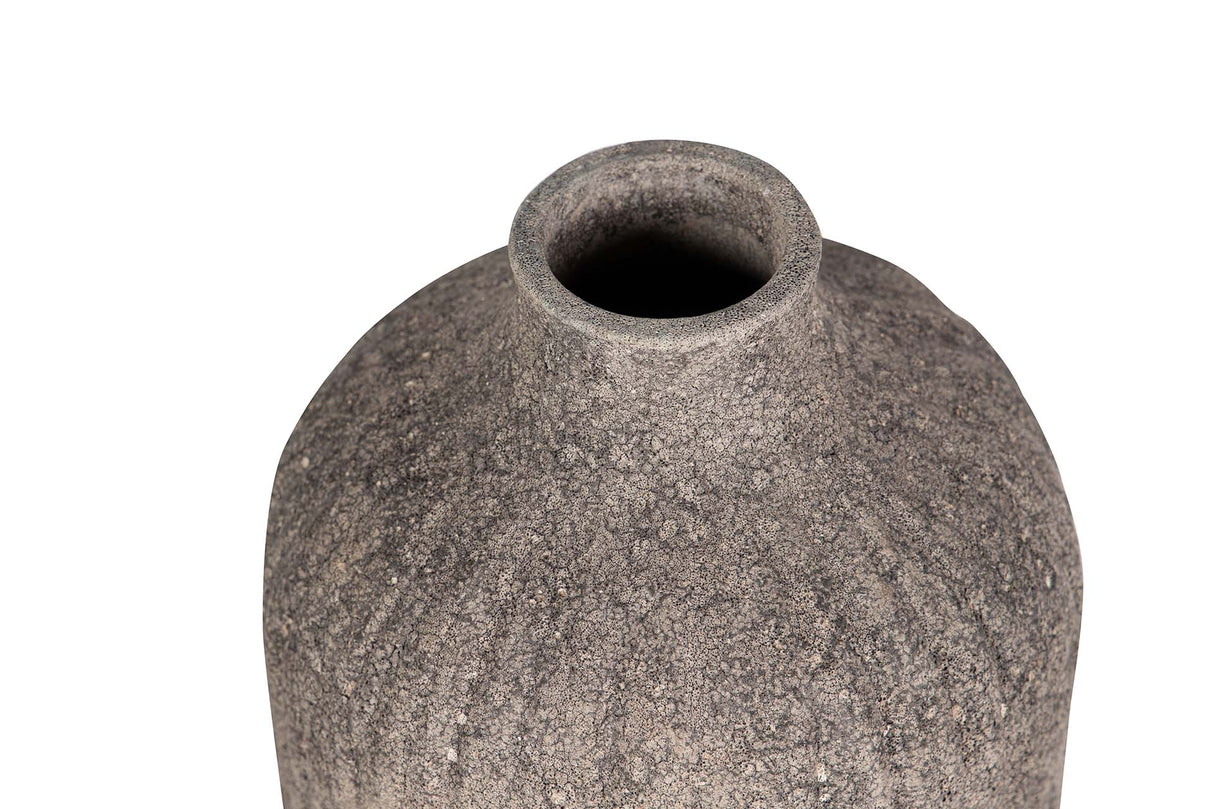 FLORERO CERAMICA NEGRO GRIS 14x14x36 CM