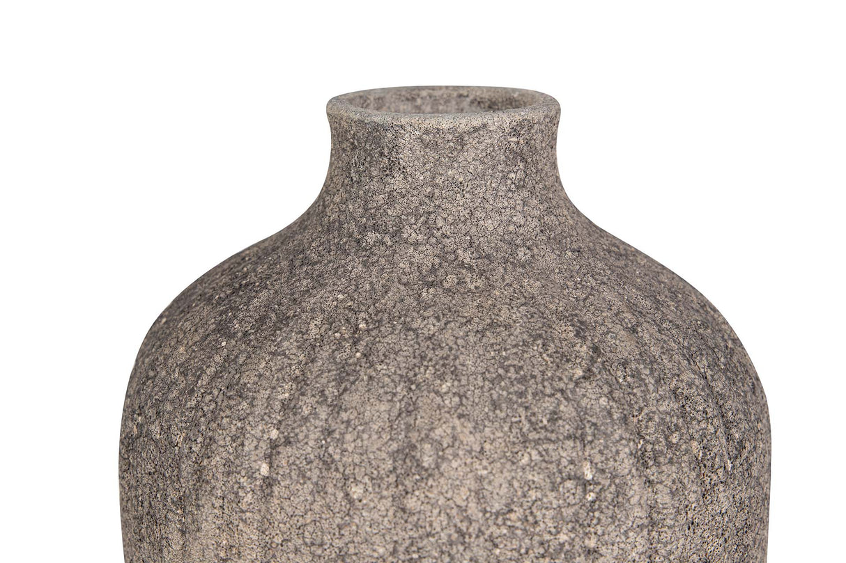 FLORERO CERAMICA NEGRO GRIS 14x14x36 CM