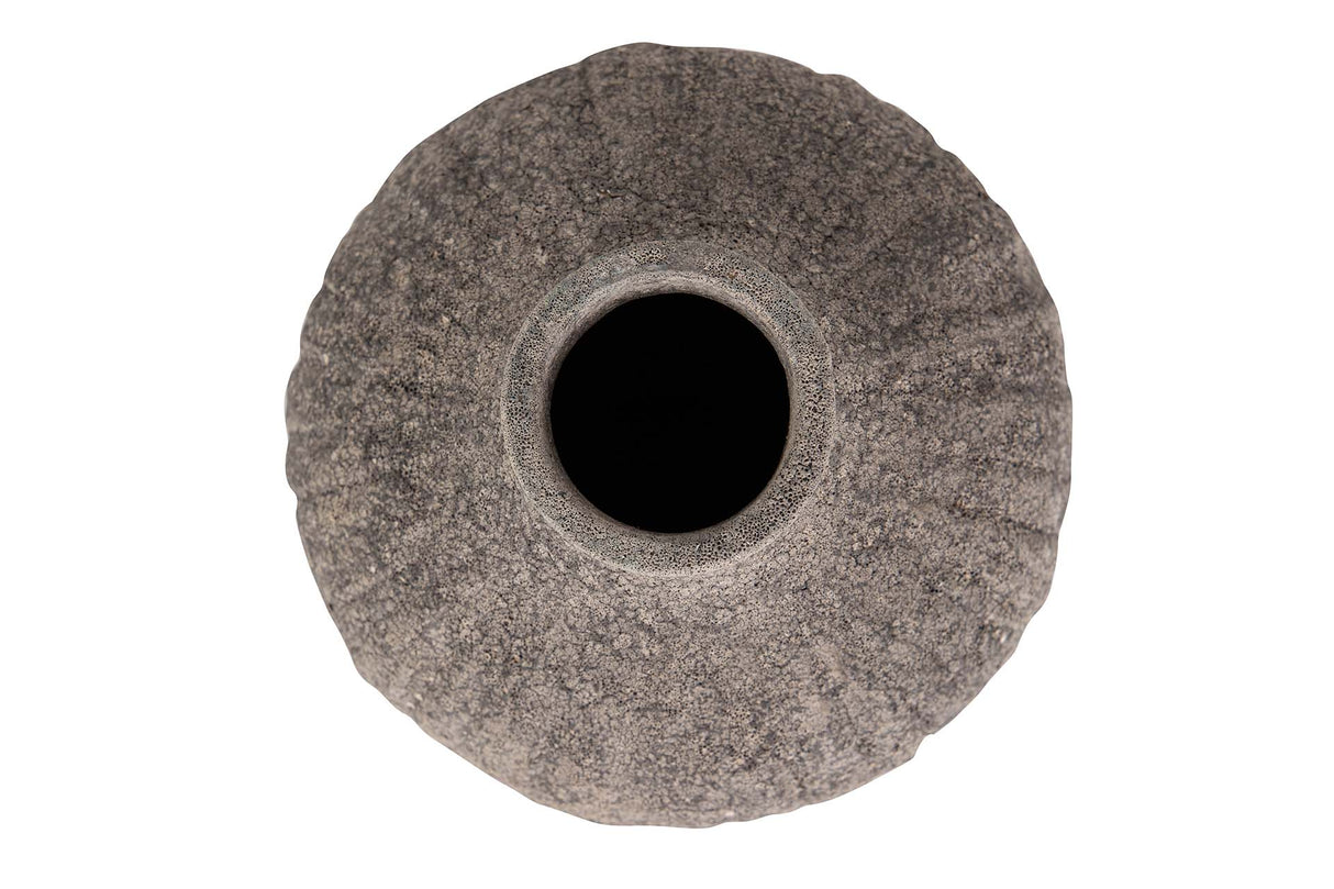 FLORERO CERAMICA NEGRO GRIS 14x14x36 CM