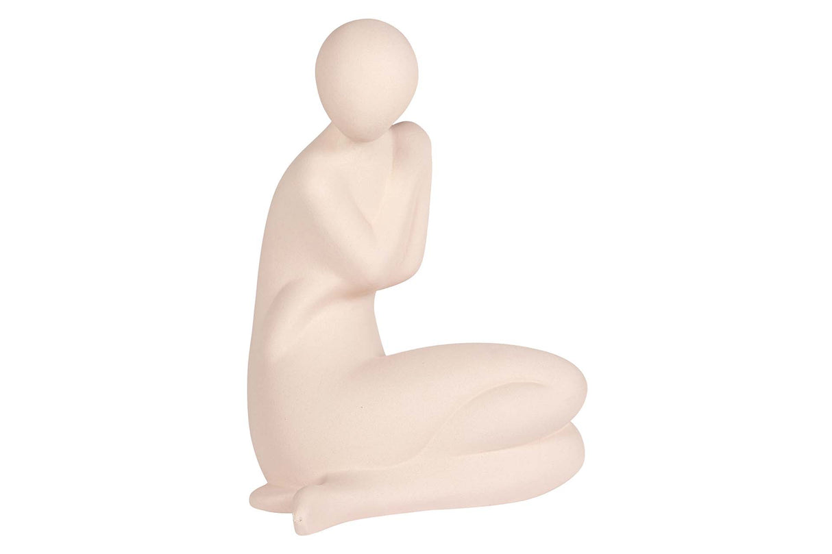 FIGURA MUJER CERAMICA ROSA 19x18x27 CM