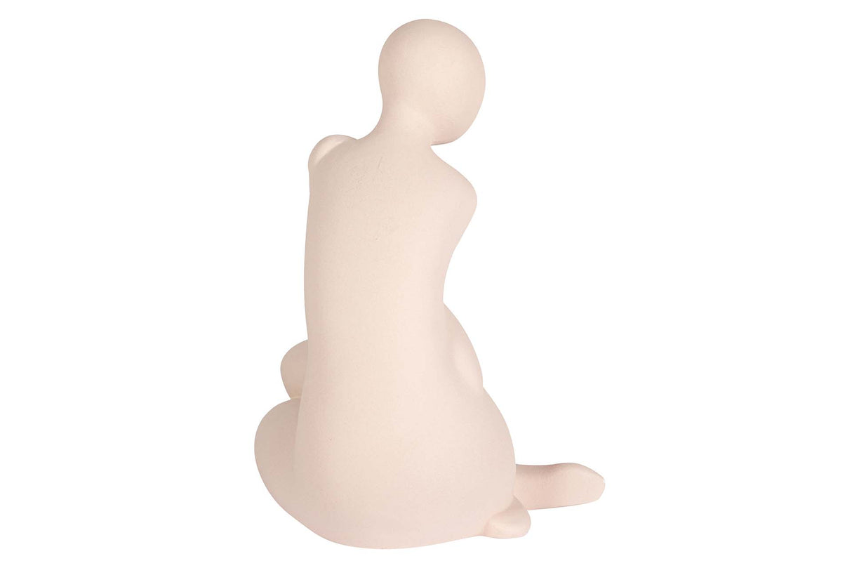 FIGURA MUJER CERAMICA ROSA 19x18x27 CM