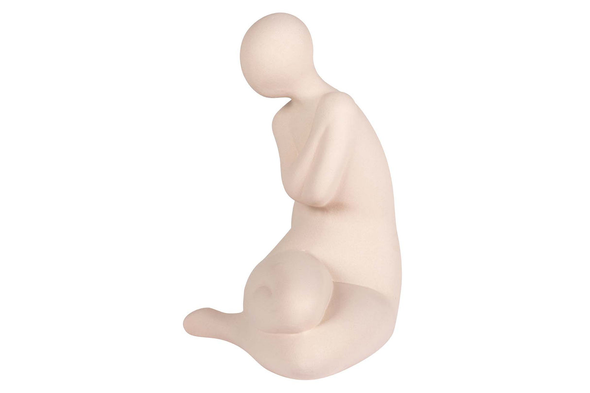 FIGURA MUJER CERAMICA ROSA 19x18x27 CM