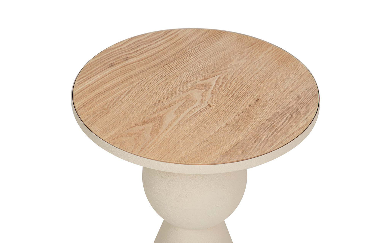 MESITA AUXILIAR METAL MDF BEIGE  40x40x48 CM