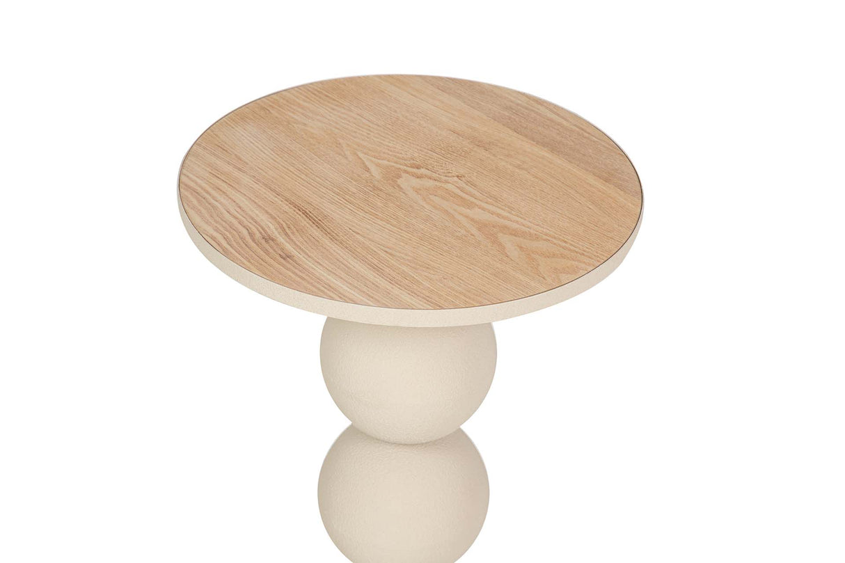 MESITA AUXILIAR METAL MDF BEIGE 41x41x63 CM