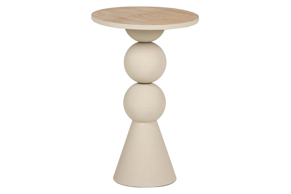 MESITA AUXILIAR METAL MDF BEIGE 41x41x63 CM