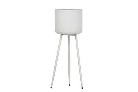 PLANTERO METAL BLANCO 23x23x65 CM