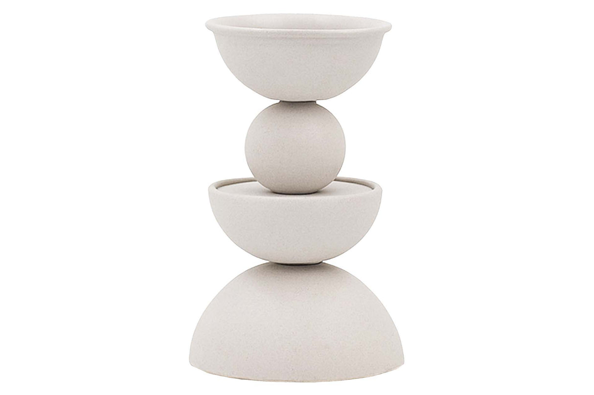 CANDELABRO METAL BLANCO 13x13x22 CM