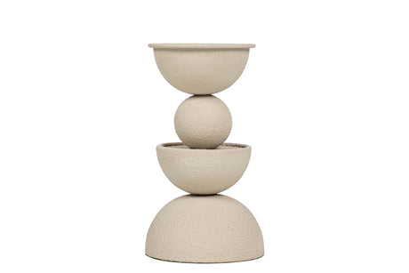 CANDELABRO METAL BEIGE 13x13x22 CM
