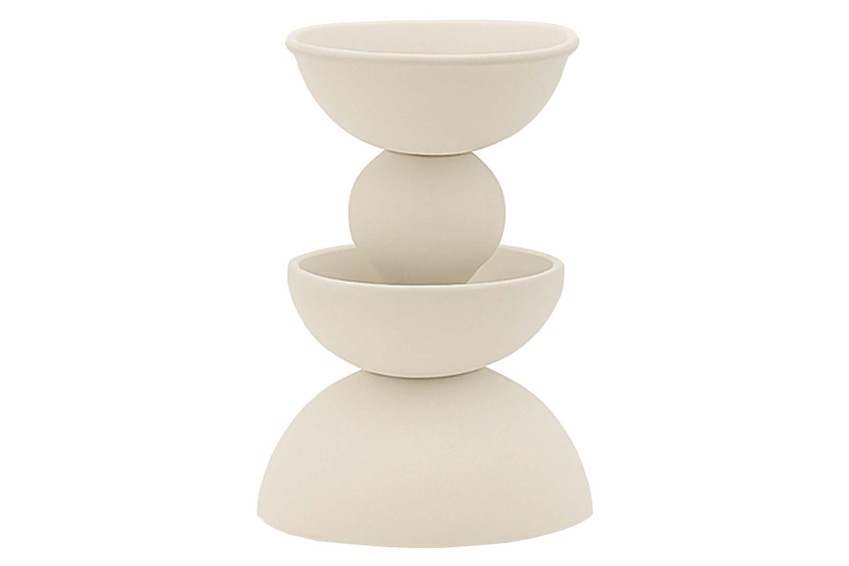 CANDELABRO METAL BEIGE 13x13x22 CM
