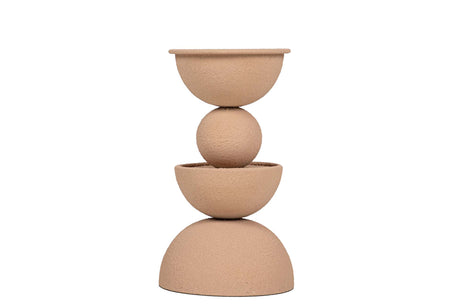 CANDELABRO METAL BEIGE 13x13x22 CM