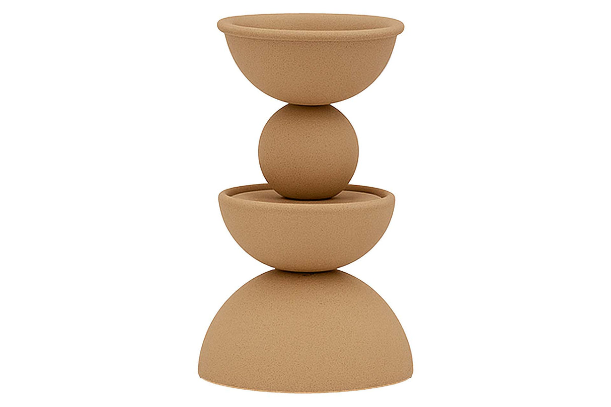 CANDELABRO METAL BEIGE 13x13x22 CM