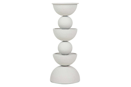 CANDELABRO METAL BLANCO 13x13x32 CM
