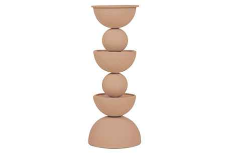 CANDELABRO METAL BEIGE 13x13x32 CM