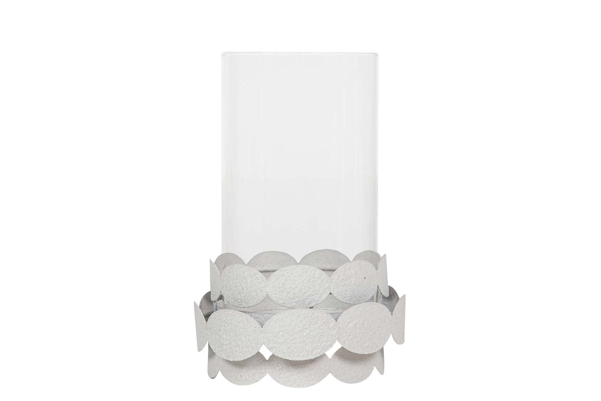 PORTAVELAS METAL BLANCO 14x14x19 CM
