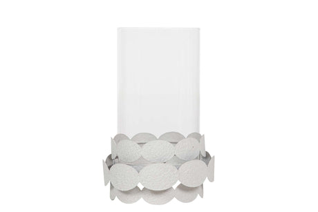 PORTAVELAS METAL BLANCO 14x14x19 CM