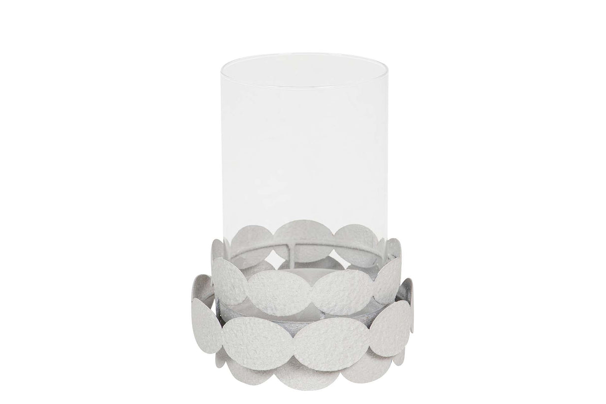 PORTAVELAS METAL BLANCO 14x14x19 CM