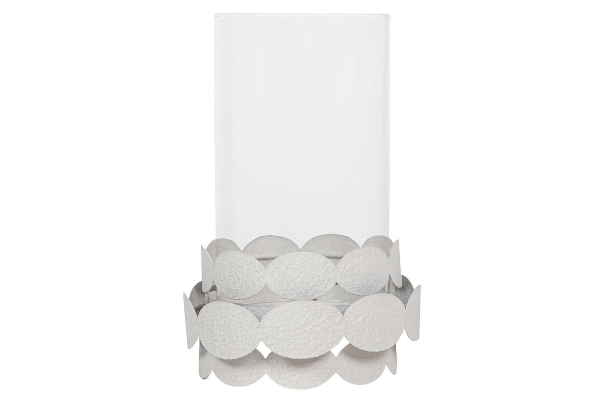 PORTAVELAS METAL BLANCO 16x16x25 CM