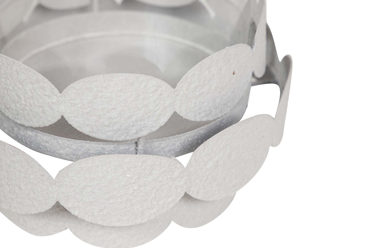 PORTAVELAS METAL BLANCO 16x16x25 CM