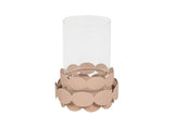PORTAVELAS METAL BEIGE 14x14x19 CM