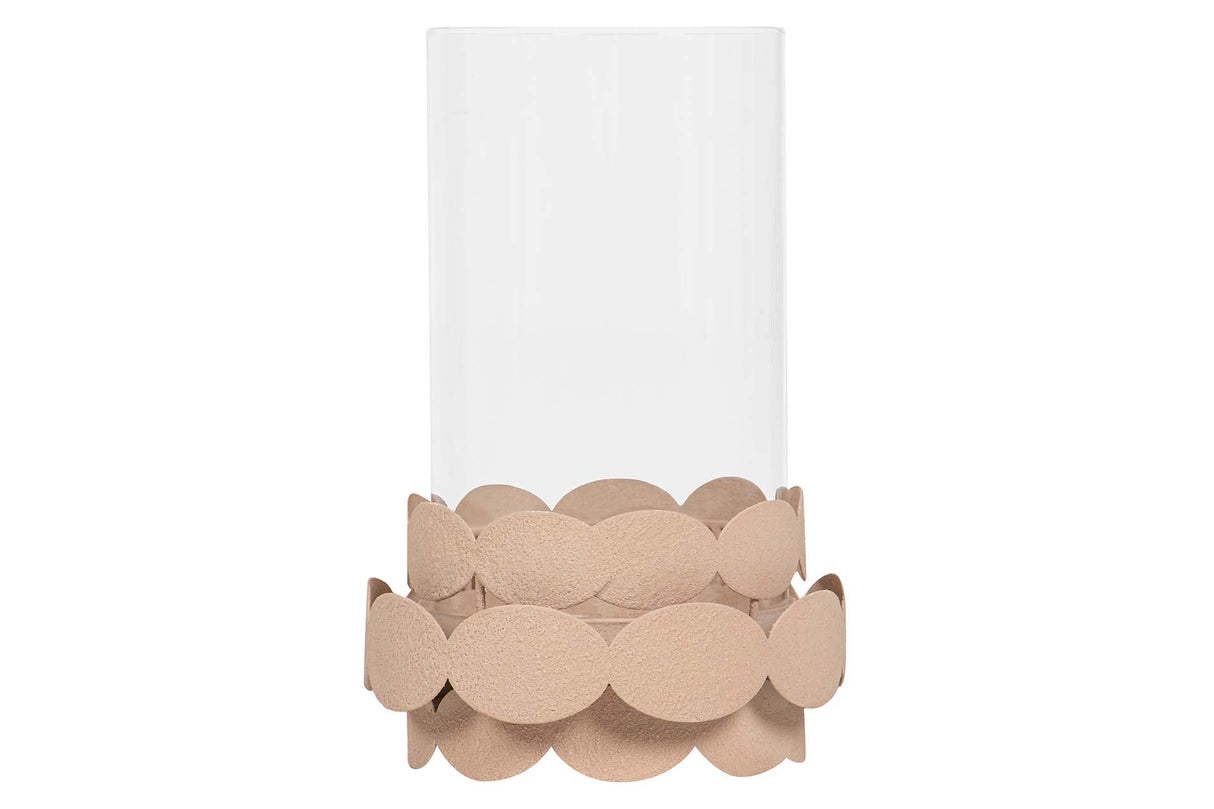 PORTAVELAS METAL BEIGE 16x16x25 CM