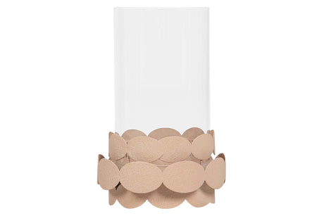 PORTAVELAS METAL BEIGE 16x16x25 CM