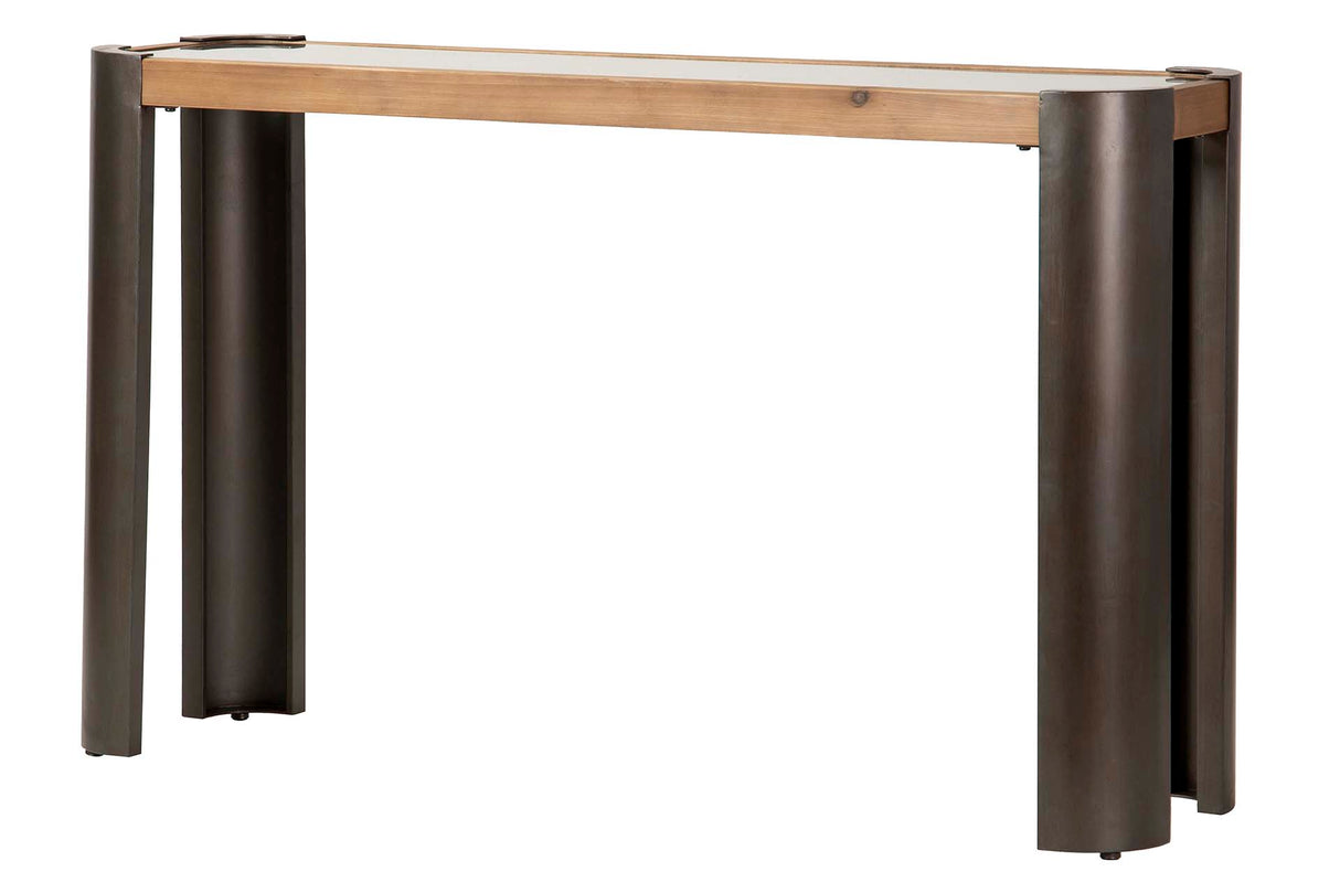 CONSOLA MADERA METAL MARRON NEGRO 132x36x81 CM