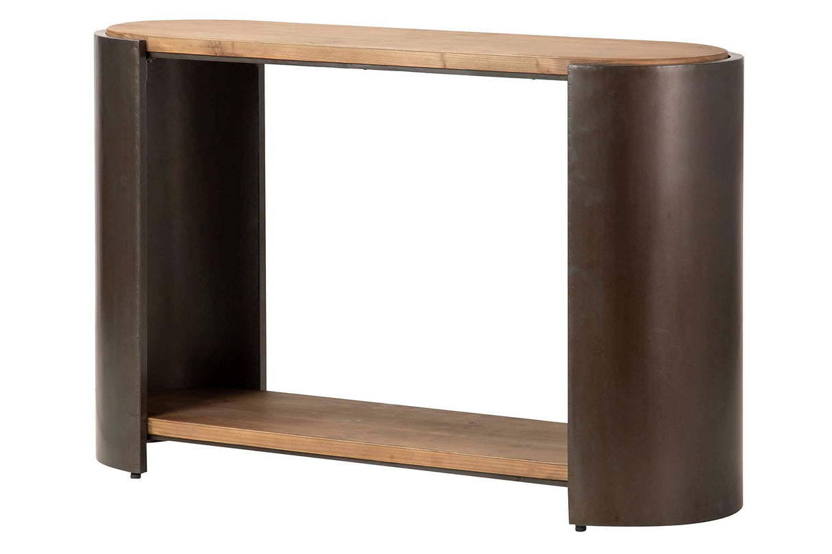 CONSOLA MADERA METAL MARRON NEGRO 120x38x76 CM