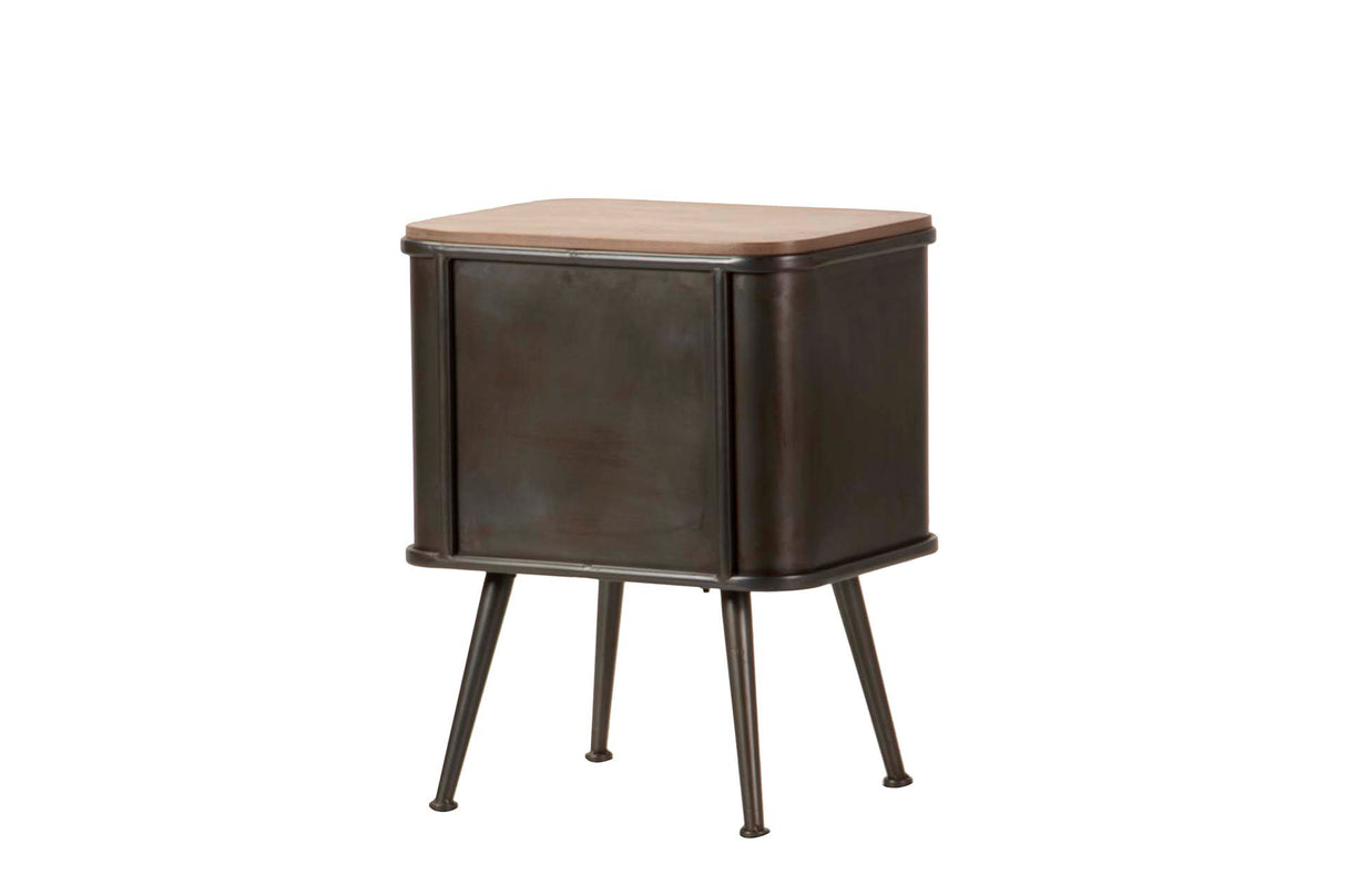 MESITA MADERA METAL MARRON NEGRO 50x40x63 CM