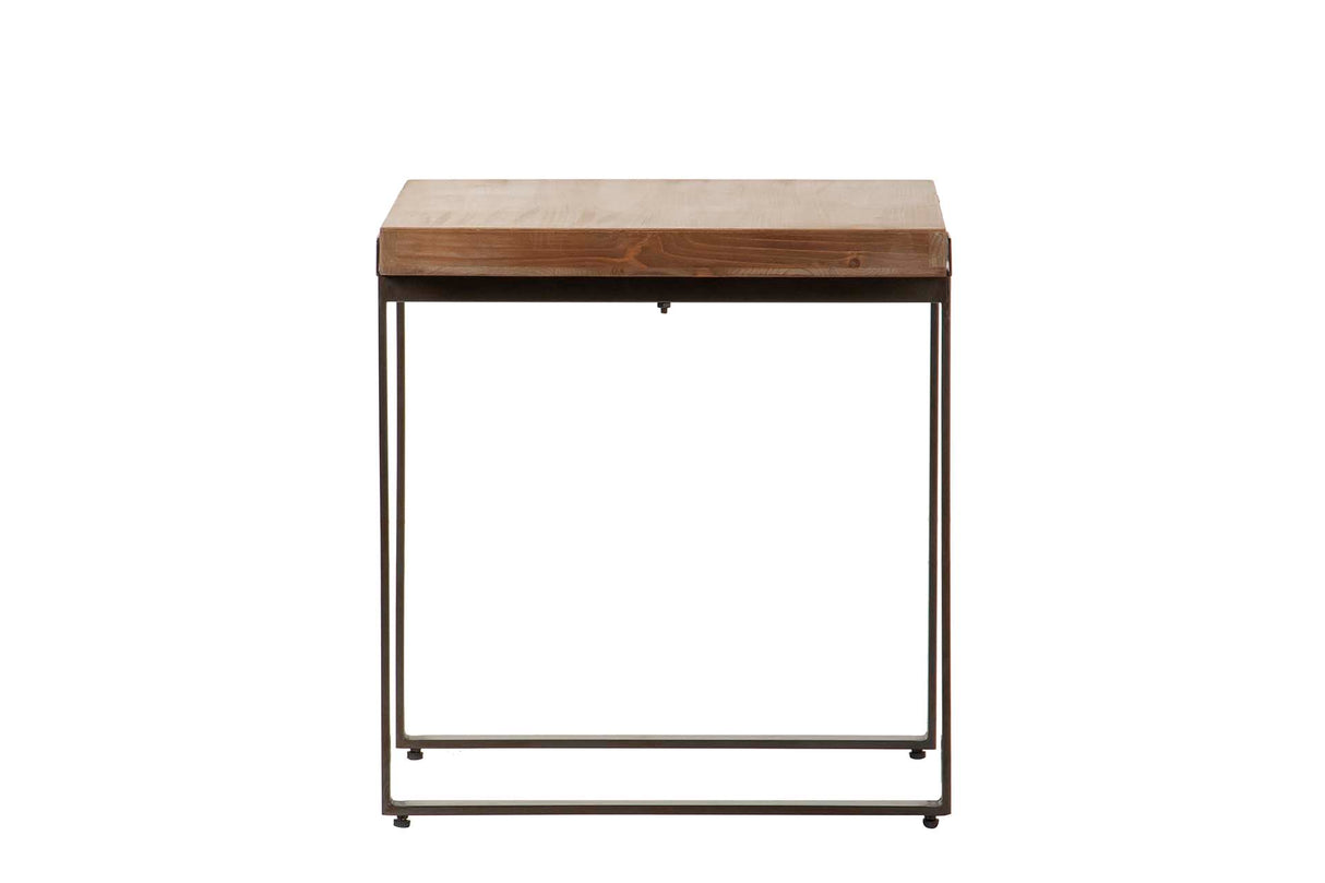 MESITA AUXILIAR MADERA METAL MARRON 58x58x61CM