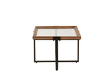 MESA CENTRO METAL CRISTAL MARRON 120x60x44 CM