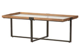 MESA CENTRO METAL CRISTAL MARRON 120x60x44 CM