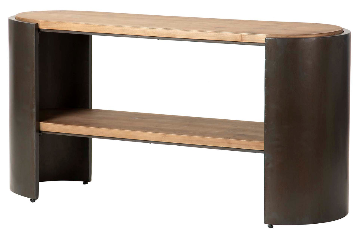 CONSOLA MADERA METAL MARRON NEGRO 119x38x61 CM