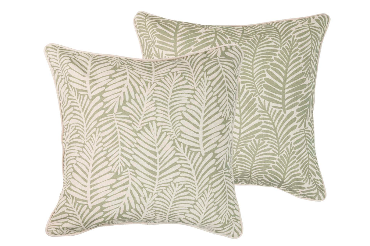 COJÍN LINO HOJAS VERDES 45x13x45 CM