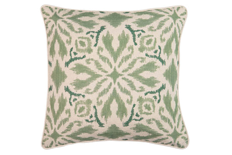 Coussin floral lino vert 45x13x45 cm
