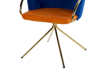 Velvet Blue Orange Rotation Rotating Chair 55x58x77 cm