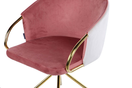 Sedia a rotazione di velluto beige-rosa 55x58x77 cm