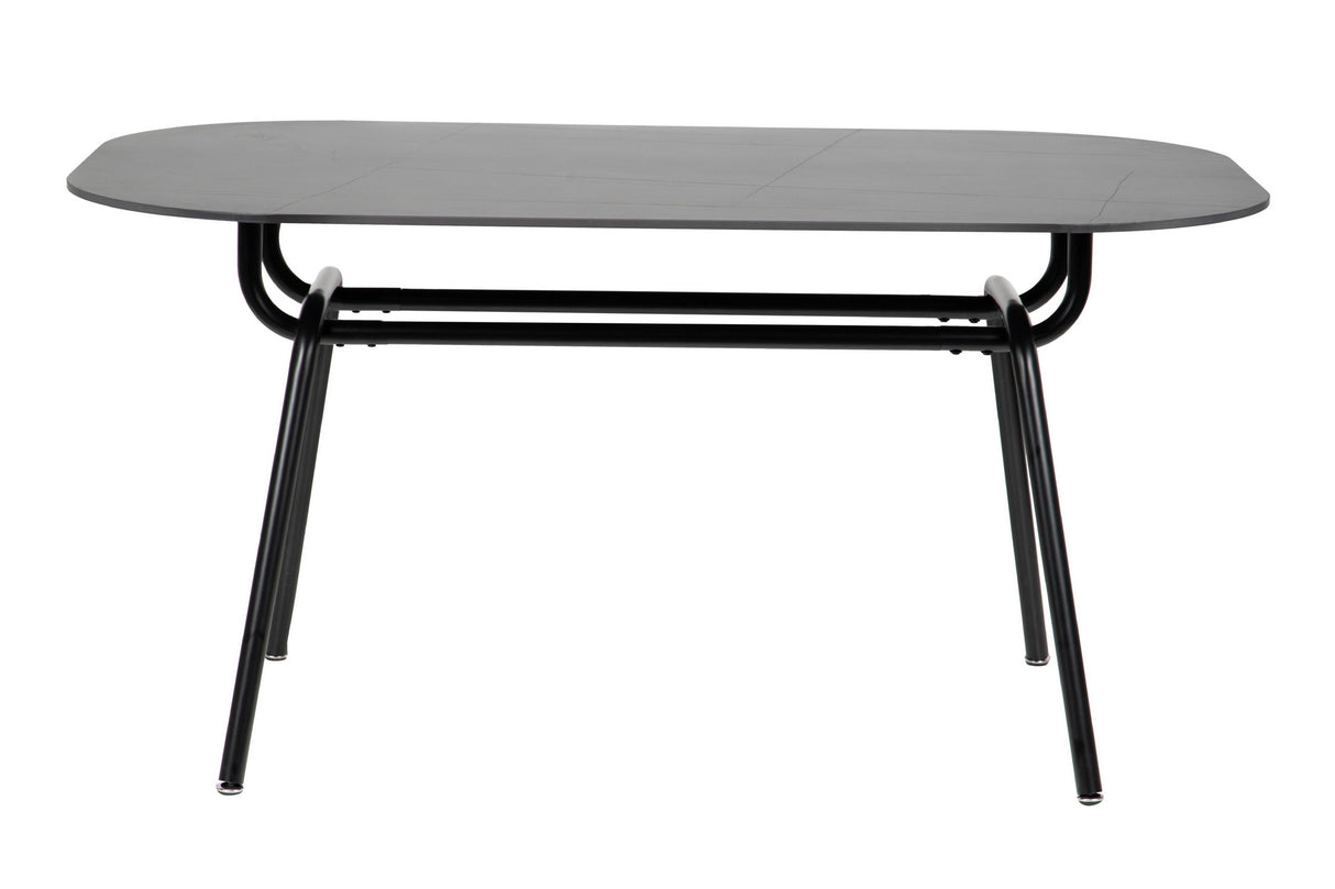 Mesa de jantar de metal-metal preto 150x90x75 cm