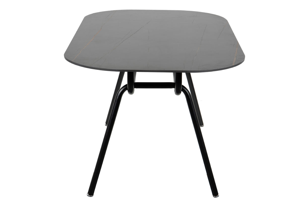 MESA COMEDOR METAL-RESINA NEGRA 150x90x75 CM