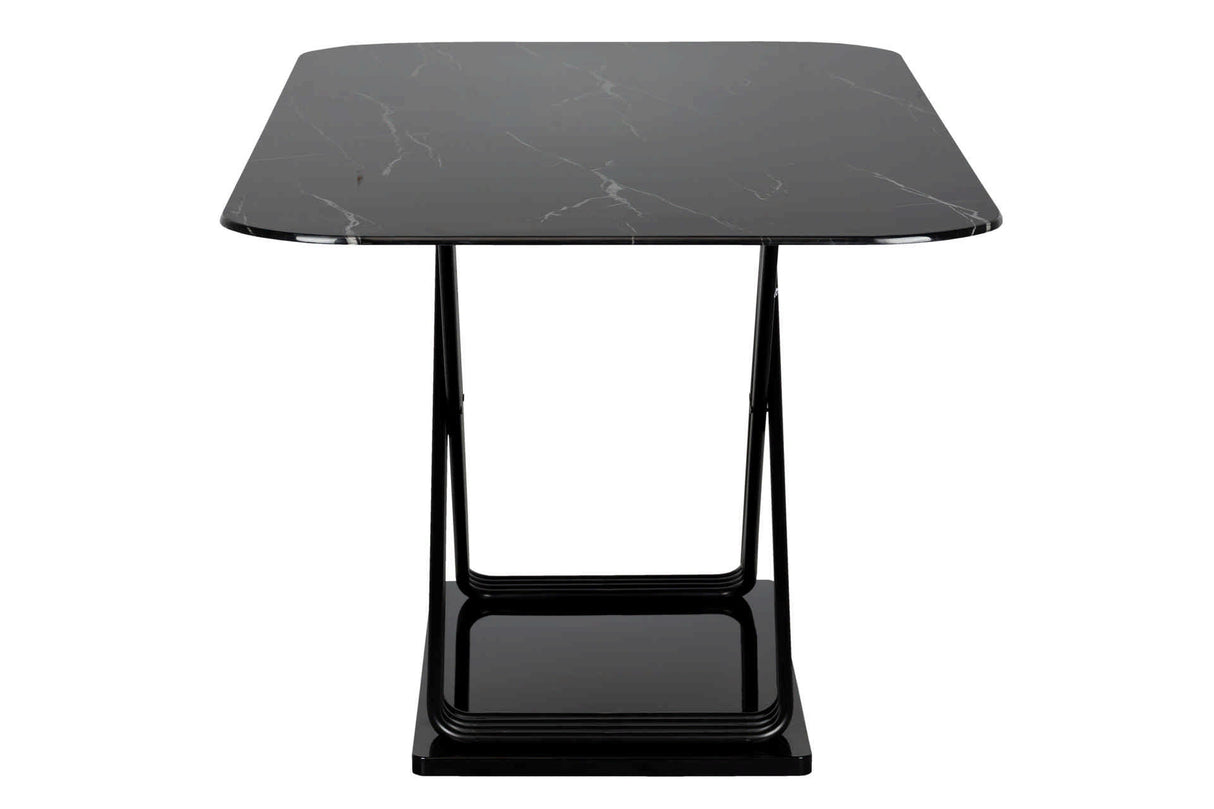 MESA COMEDOR METAL-CRISTAL NEGRO 180X90X75 CM