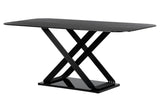 Mesa de jantar de cristal de metal preto 180x90x75 cm