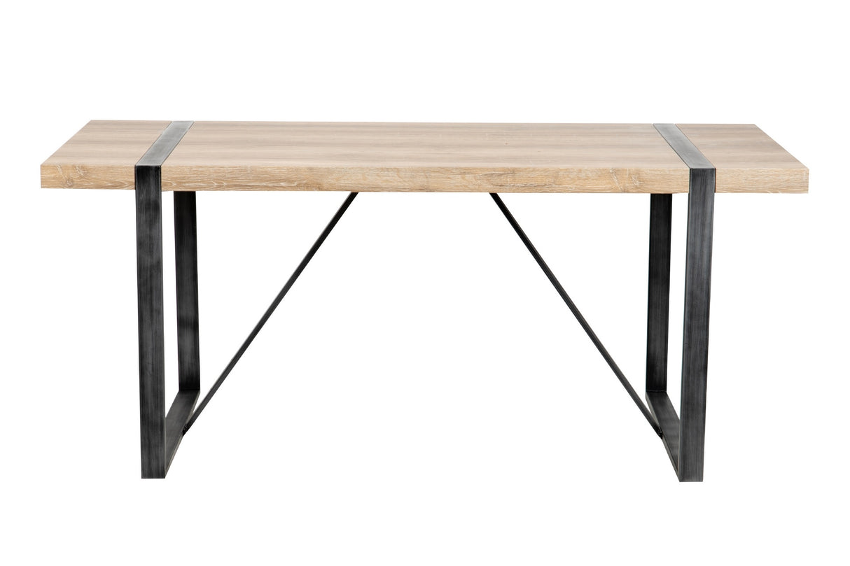 Mesa de jantar em madeira-metal natural 180x90x76 cm