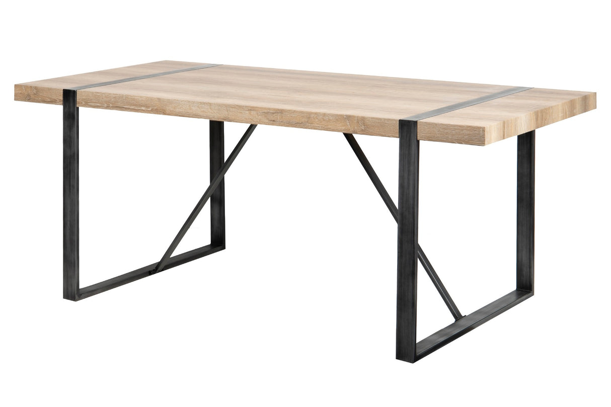 Mesa de jantar em madeira-metal natural 180x90x76 cm