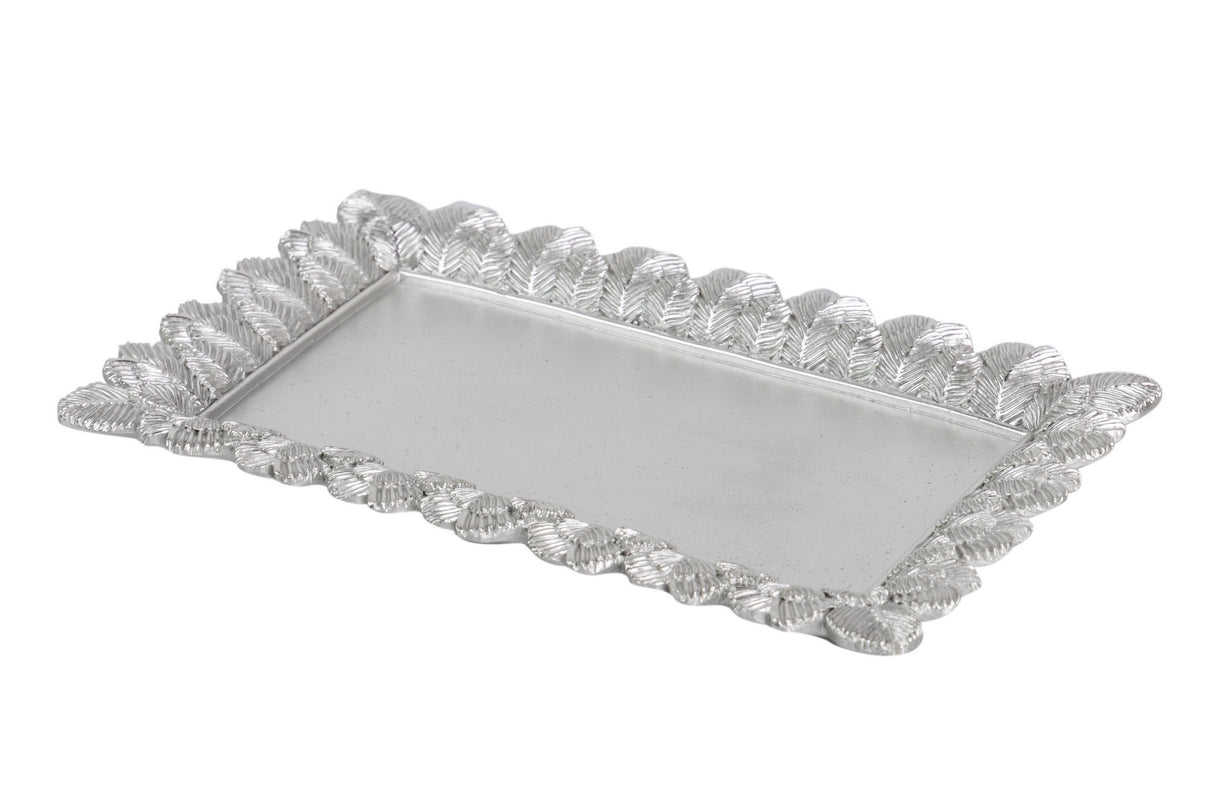 BANDEJA RESINA PLATA ENVEJECIDA 25x14,5x2,5 CM