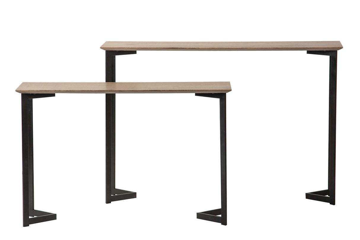 Definir 2 consoles de metal mdf k/d 120x30x80/100x30x65cm